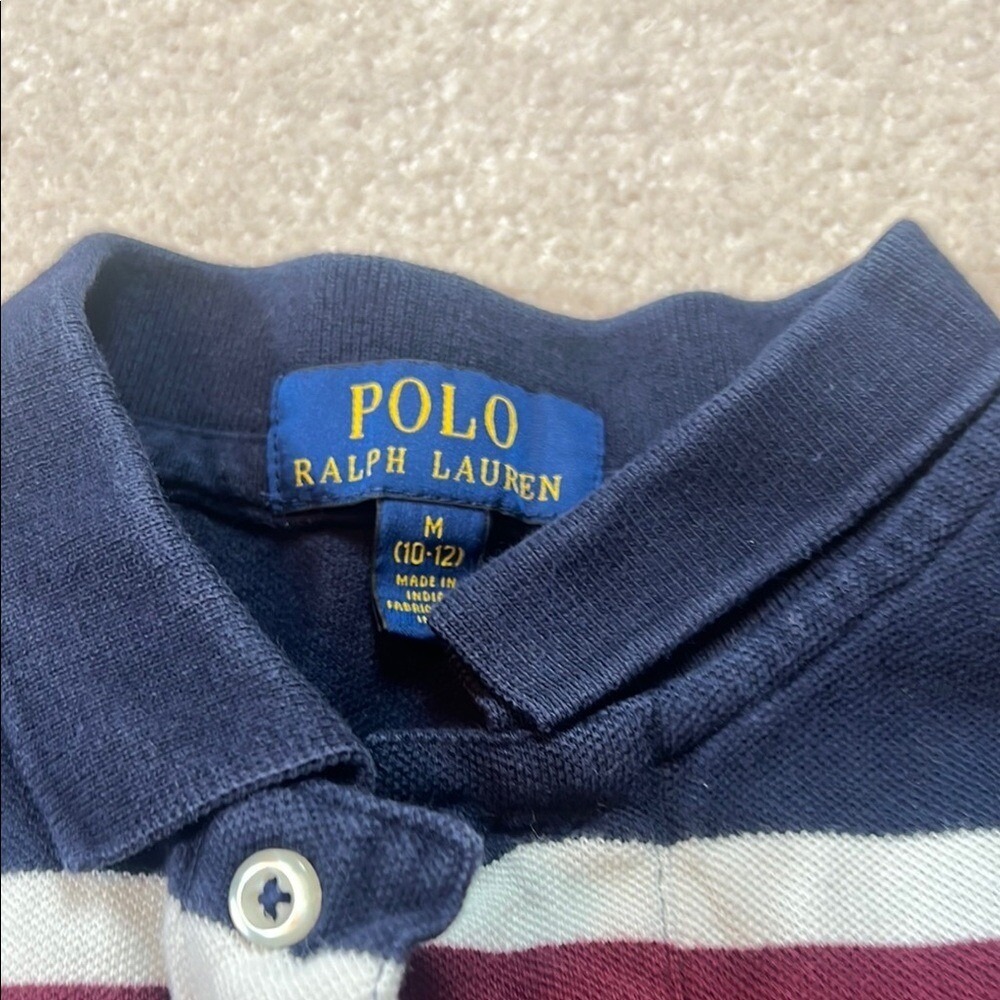 Polo Ralph Lauren Striped Polo Shirt Short Sleeve Casual Top Kids Size M - Picture 2 of 5